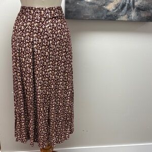 Next Floral Midi Skirt - Brown and Pink